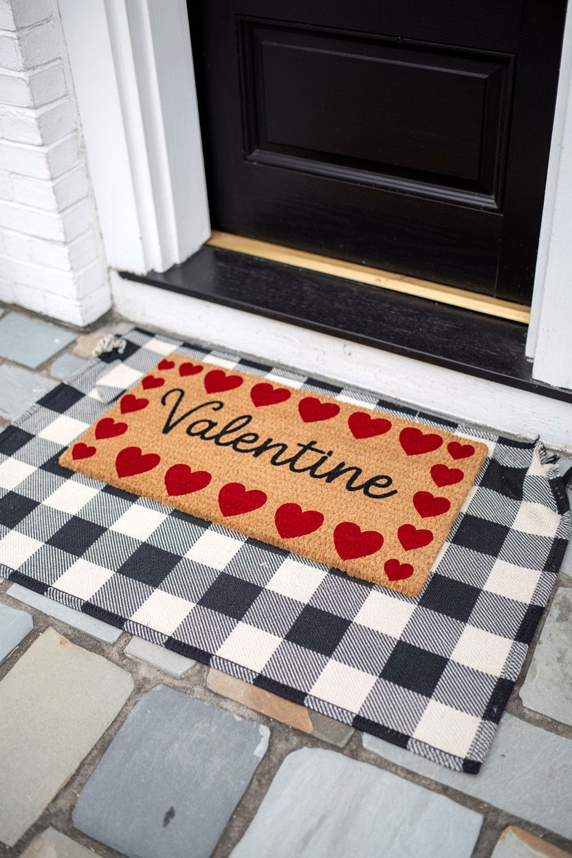 Valentine Door Mat - 25 Valentine's Day Front Door Ideas