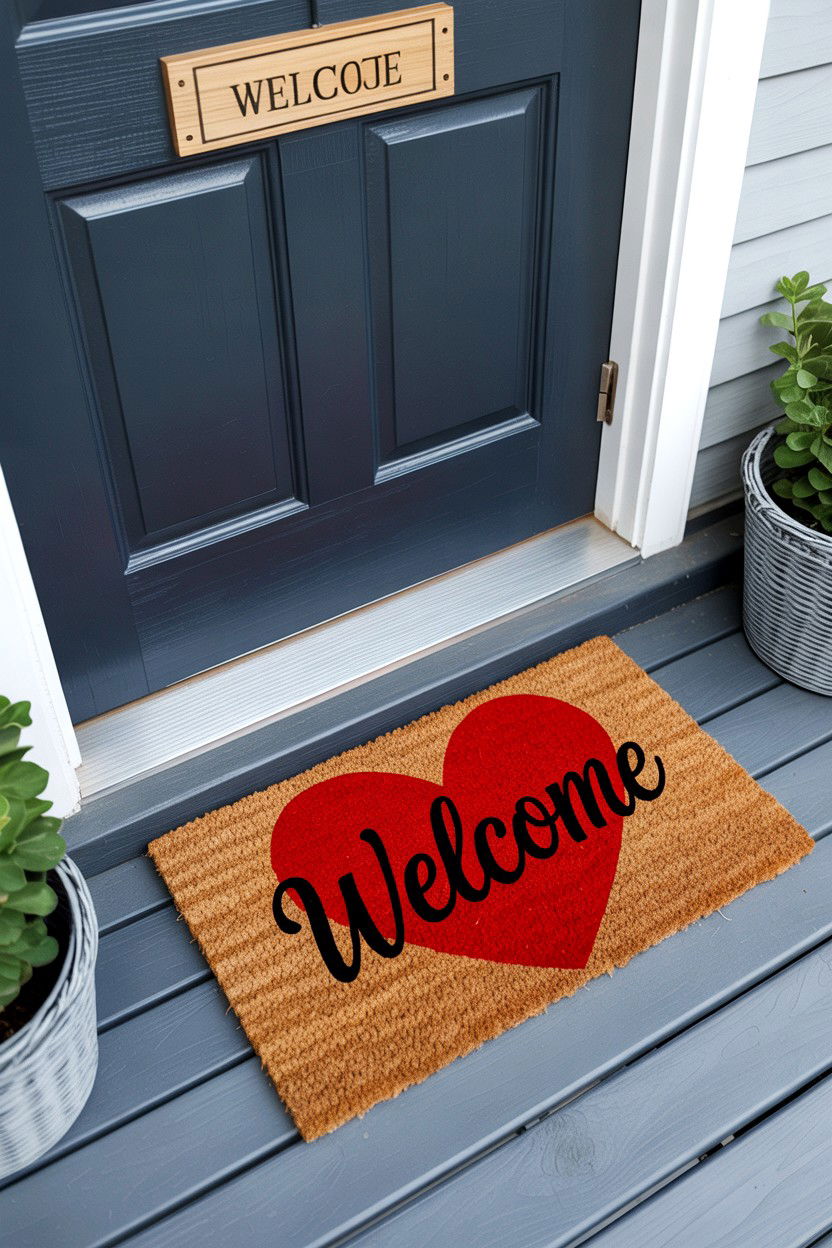 Valentine Door Mat Decor - 25 Valentine's Day Door Surprise Ideas