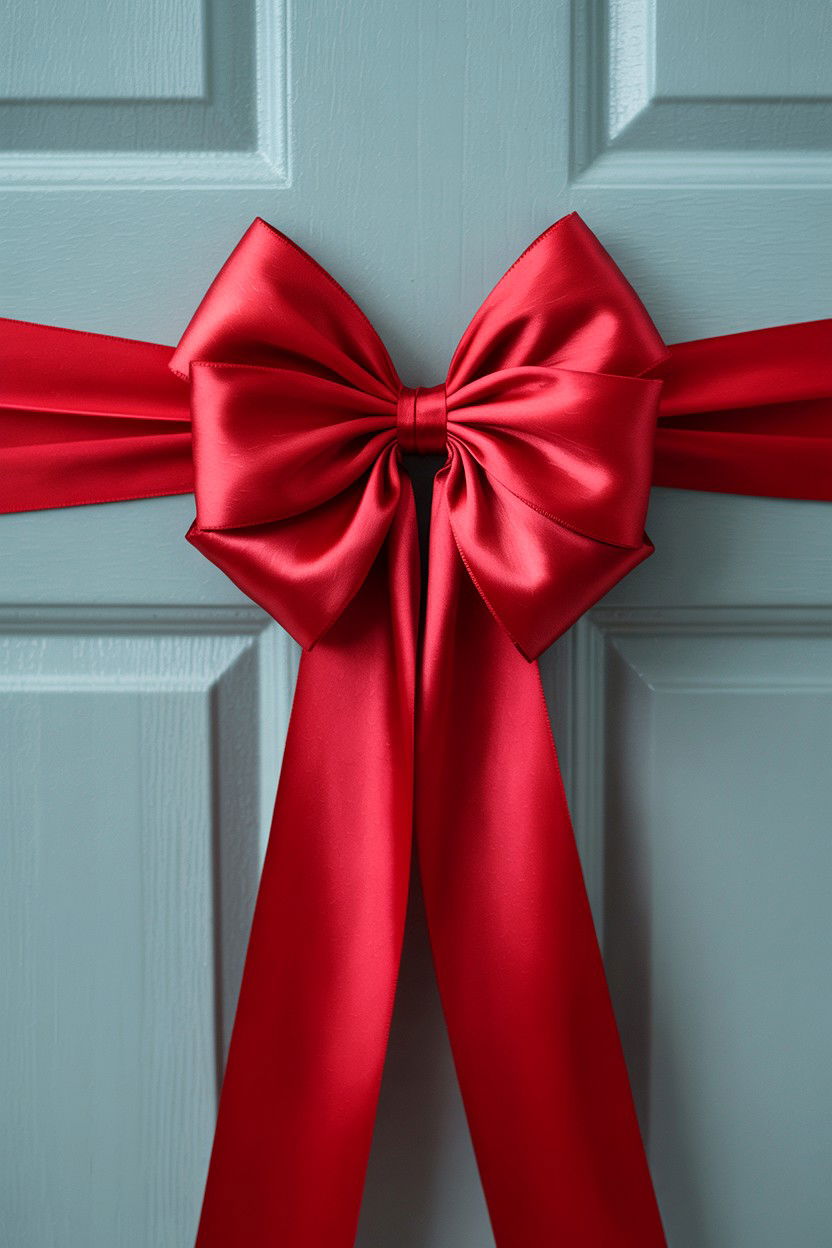 Valentine Door Satin Bow - 25 Valentine's Day Door Surprise Ideas