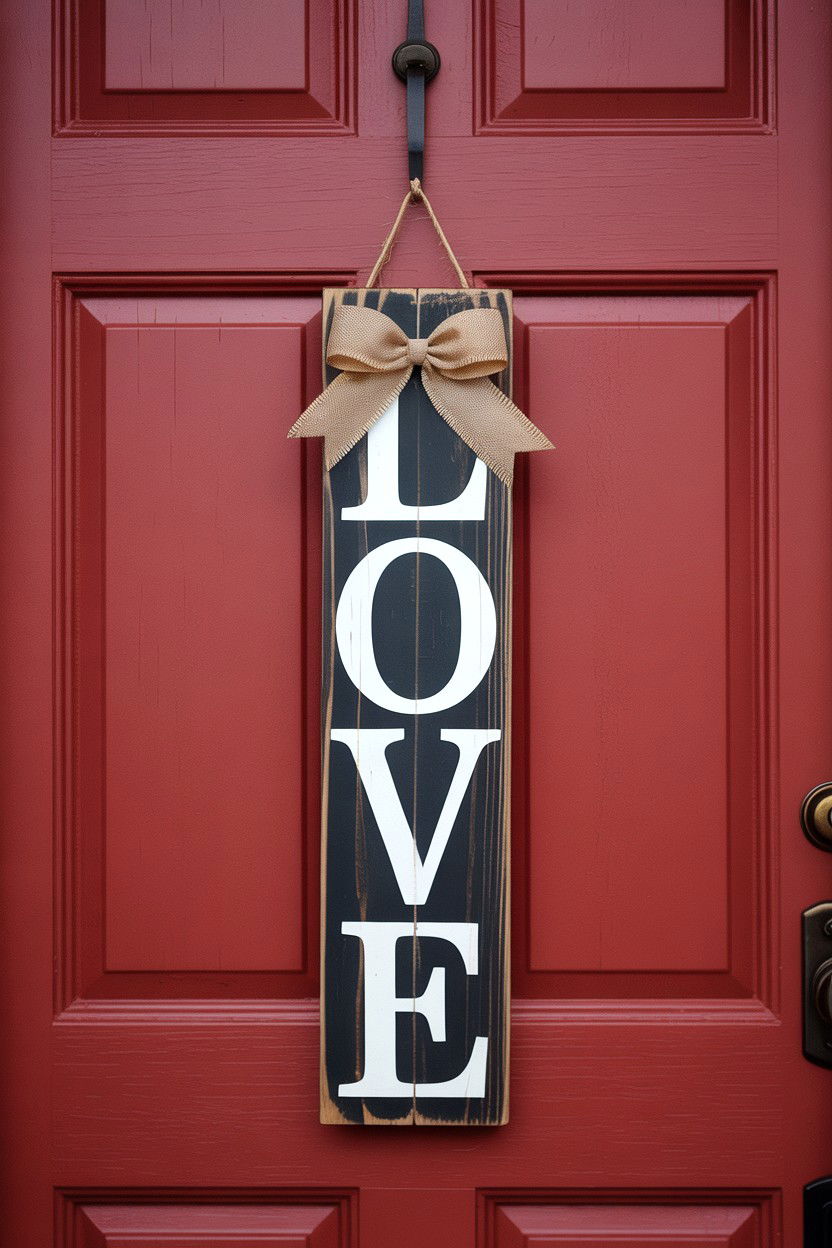 Valentine Door Wood Plaque - 25 Valentine's Day Door Surprise Ideas
