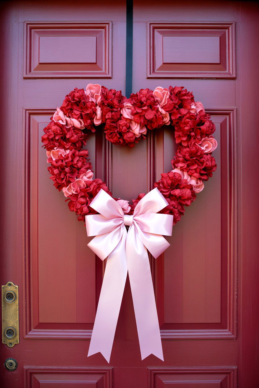Valentine Door Wreath - 25 Valentine's Day Party Decoration Ideas
