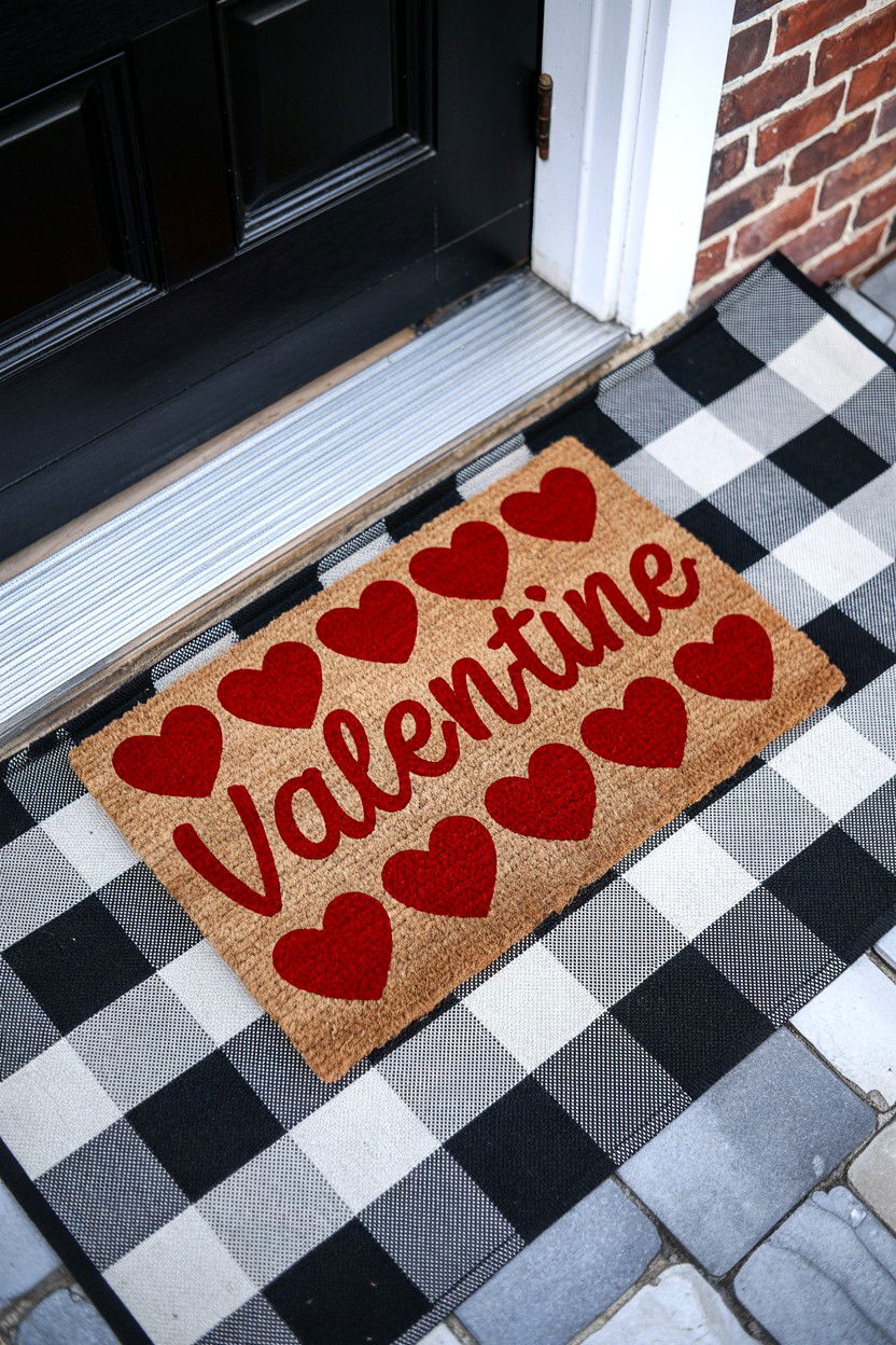Valentine Doormat - 25 Valentine's Day Entry Way Decor Ideas