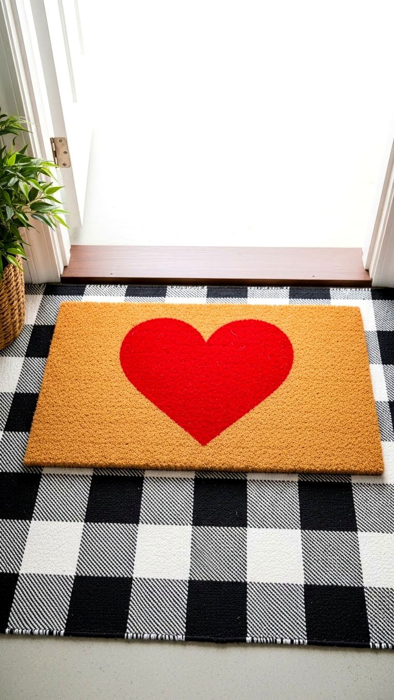 Valentine Doormat - 25 valentine's day outdoor decor ideas