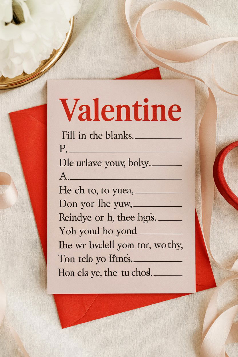 Valentine Fill In The Blanks - 25 Valentine's Day Word Games