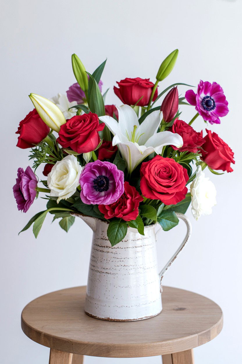Valentine Floral Arrangement - 25 Valentine's Day Vignette Ideas
