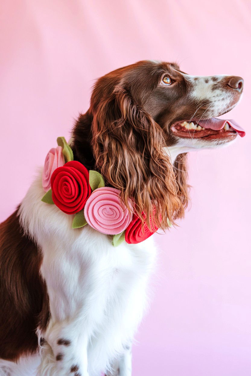 Valentine Floral Pet Collar - 25 Valentine's Day Pet Collar Ideas