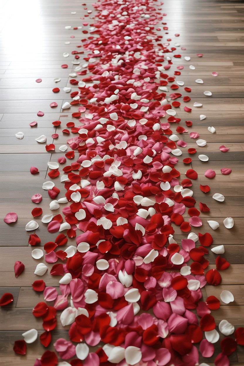 Valentine Flower Petal Aisle - 25 Valentine's Day Party Decoration Ideas
