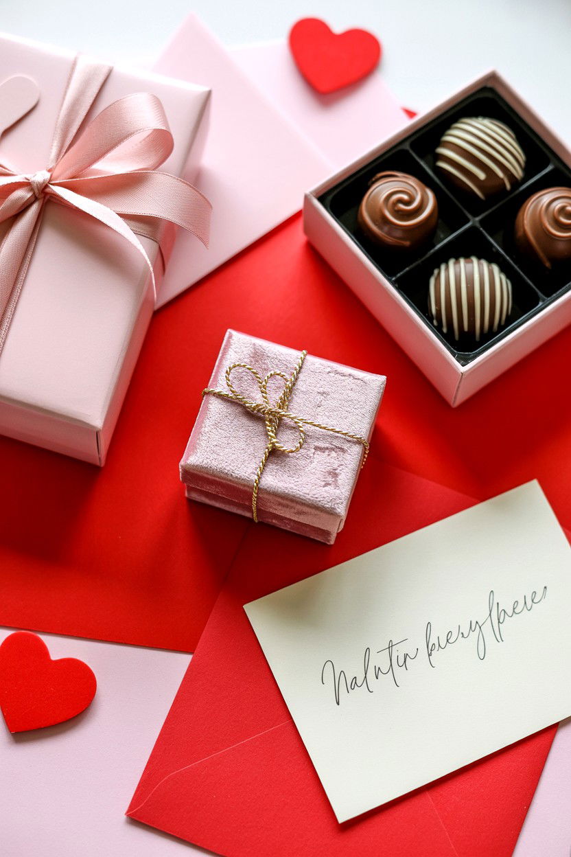 Valentine Gift Flatlay - 25 Valentine's Day Photo Dump Ideas