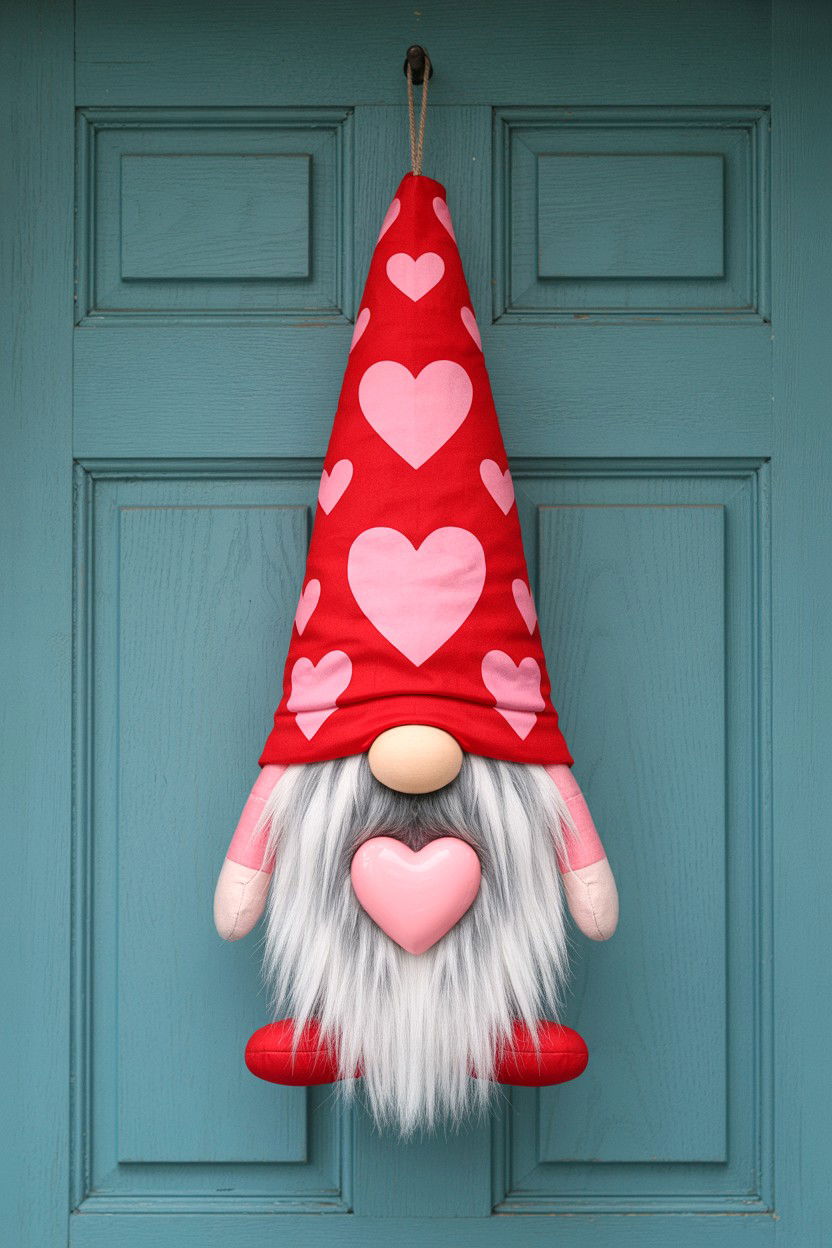 Valentine Gnome Door Hanger - 25 Valentine's Day Door Decorations