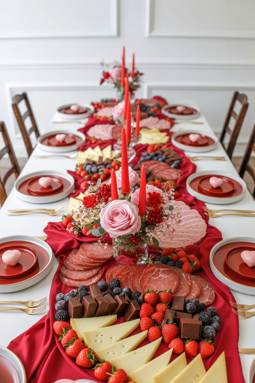 Valentine Grazing Table - 25 Valentine's Day Potluck Party Ideas
