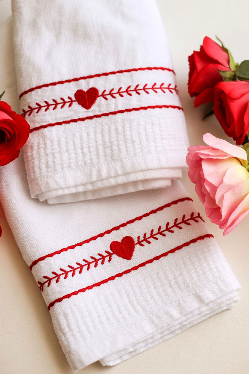 Valentine Hand Towels - 25 Valentine's Day Bathroom Decor Ideas