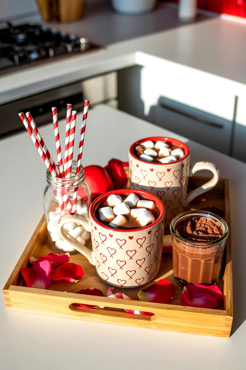 Valentine Hot Cocoa Tray - 25 Dollar Store Valentine's Day Tiered Tray Ideas