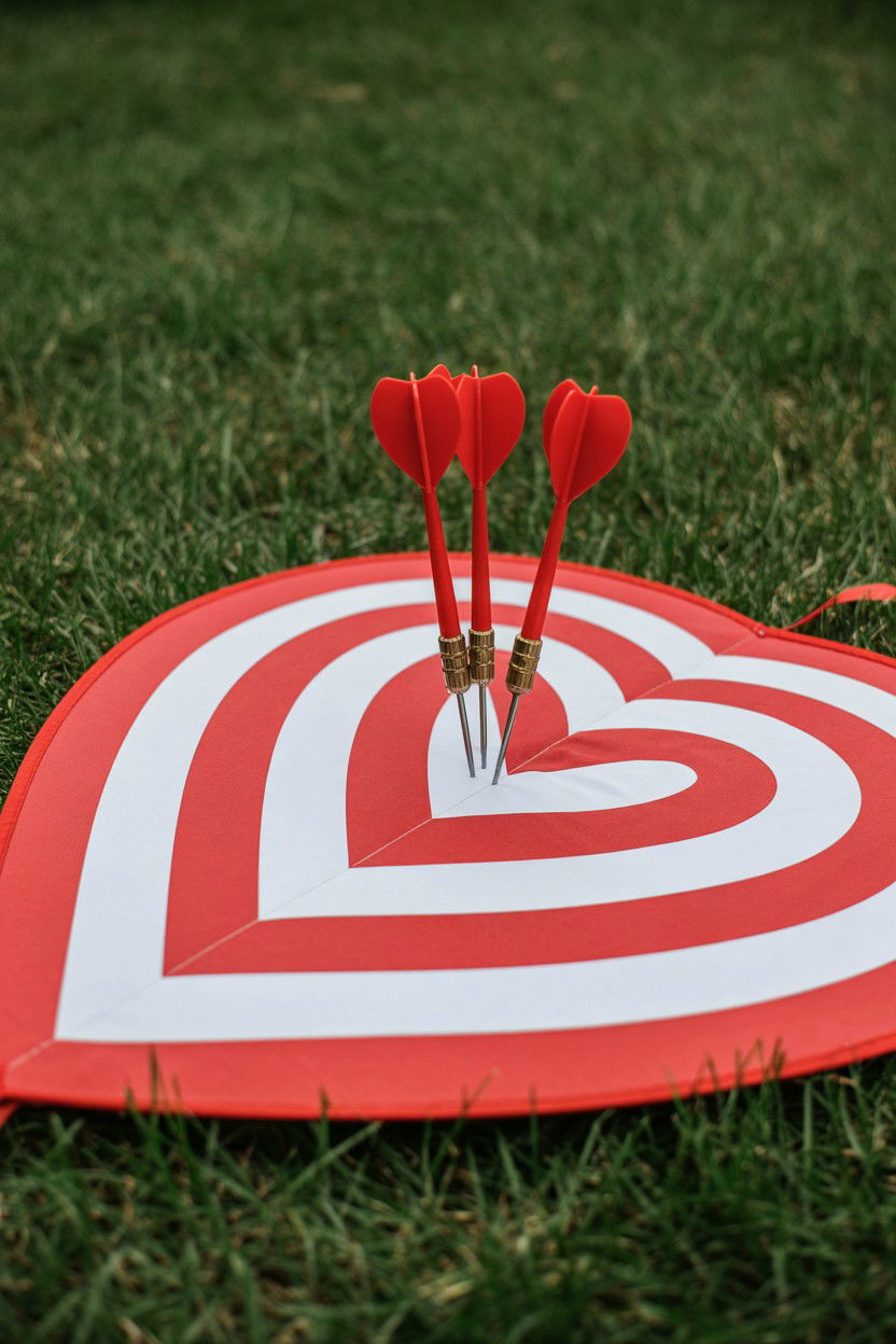 Valentine Lawn Darts - 25 Valentine's Day Outdoor Game Ideas