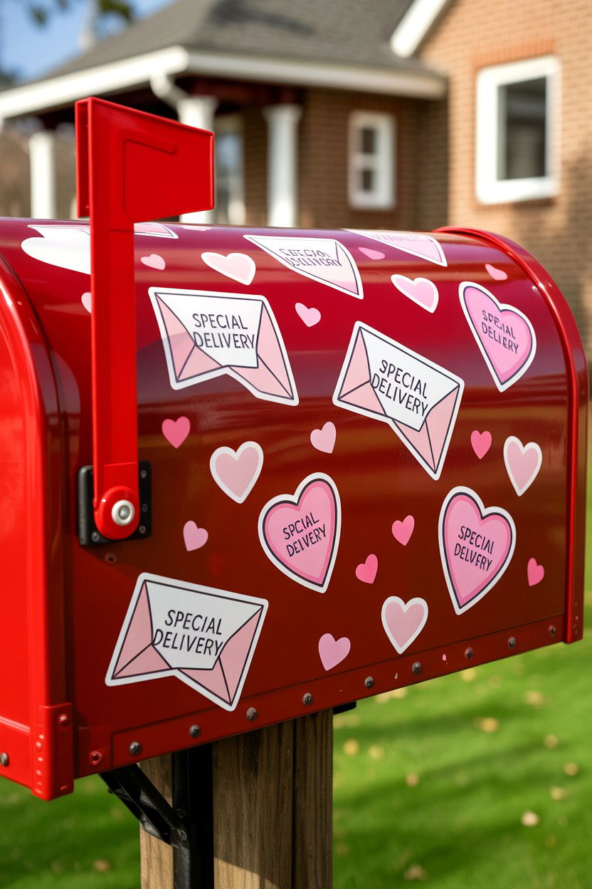 Valentine Mailbox Sticker - 25 Valentine's Day Mailbox Decorating Ideas