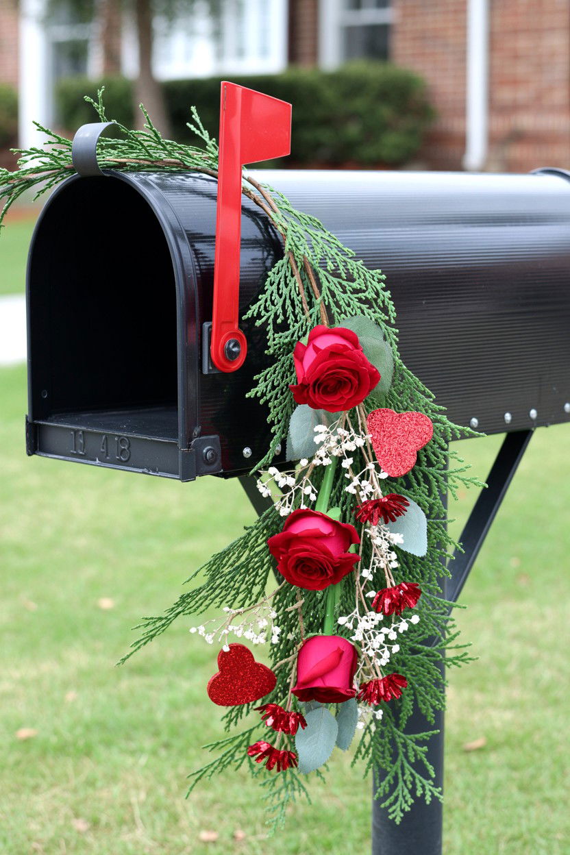 Valentine Mailbox Swag - 25 Valentine's Day Mailbox Decorating Ideas