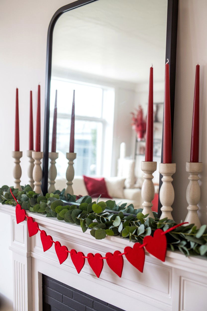 Valentine Mantel Decor - 25 Valentine's Day Home Decor Ideas