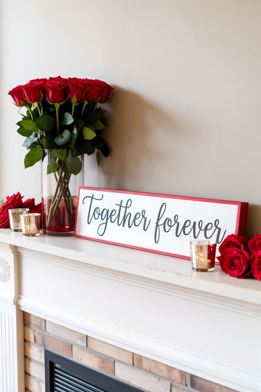 Valentine Mantel Sign - 25 Valentine's Day Sign Ideas