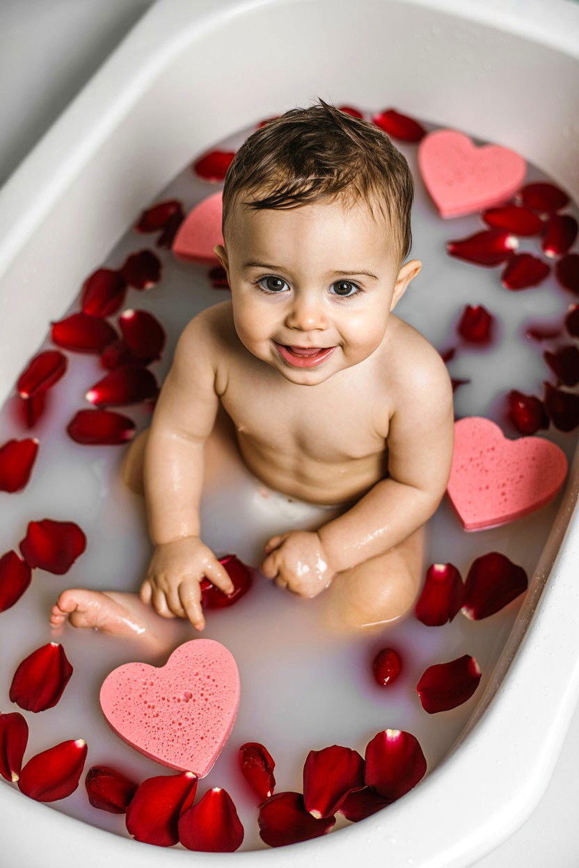 Valentine Milk Bath - 25 Valentine's Day Baby Photo Ideas