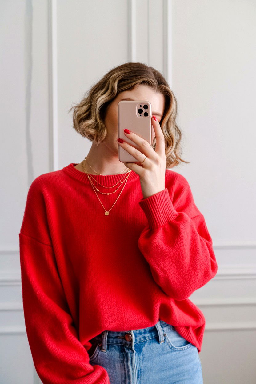 Valentine Mirror Selfie - 25 Valentine's Day Photo Dump Ideas