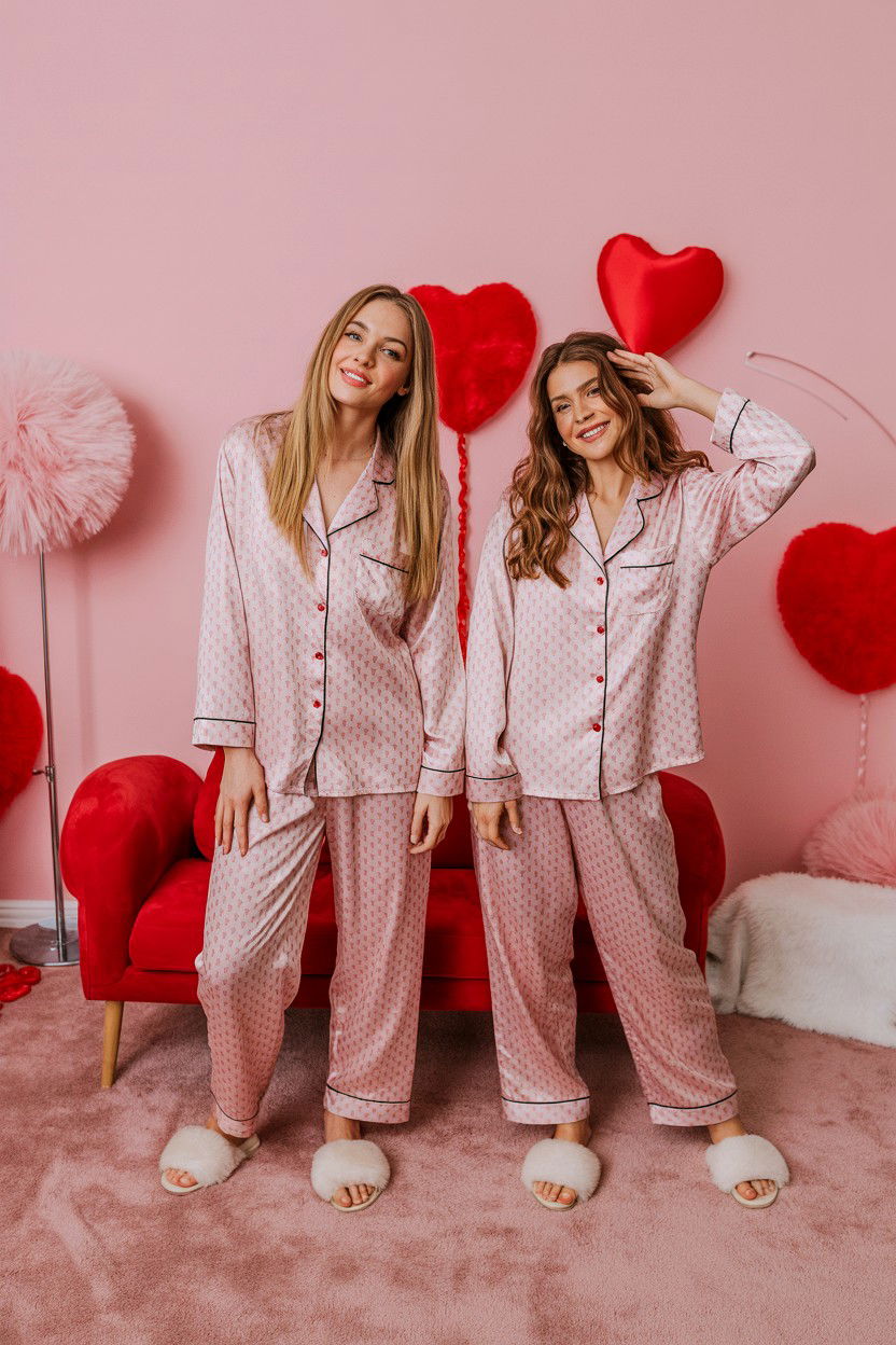 Valentine Pajama Party - 25 Valentine's Day Photoshoot Ideas