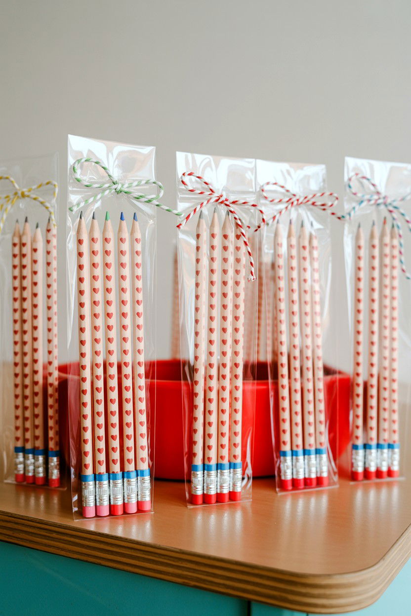 Valentine Pencil Bags - 25 Valentine's Day Cellophane Bag Ideas