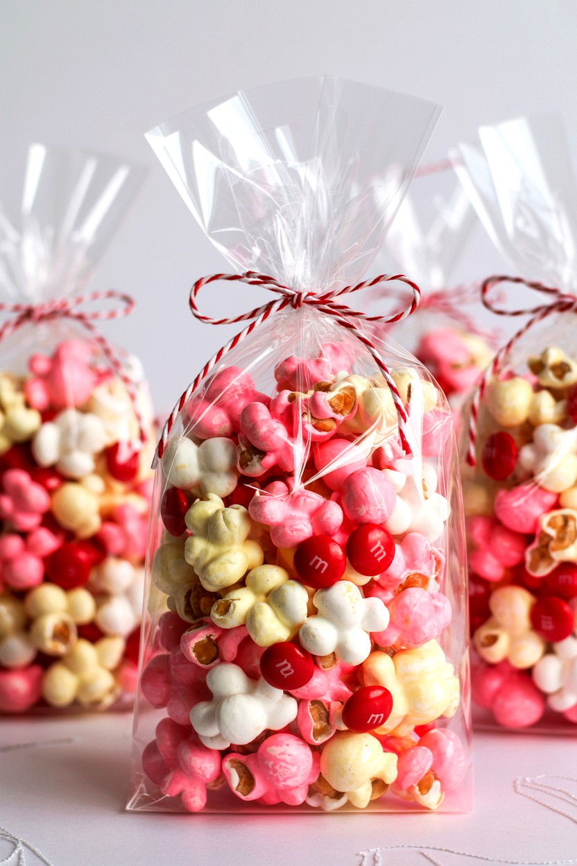 Valentine Popcorn Bags - 25 Valentine's Day Cellophane Bag Ideas