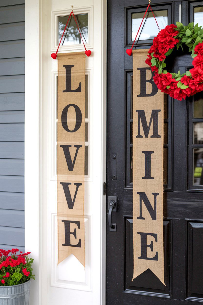 Valentine Porch Banners - 25 Valentine's Day Patio Decorating Ideas