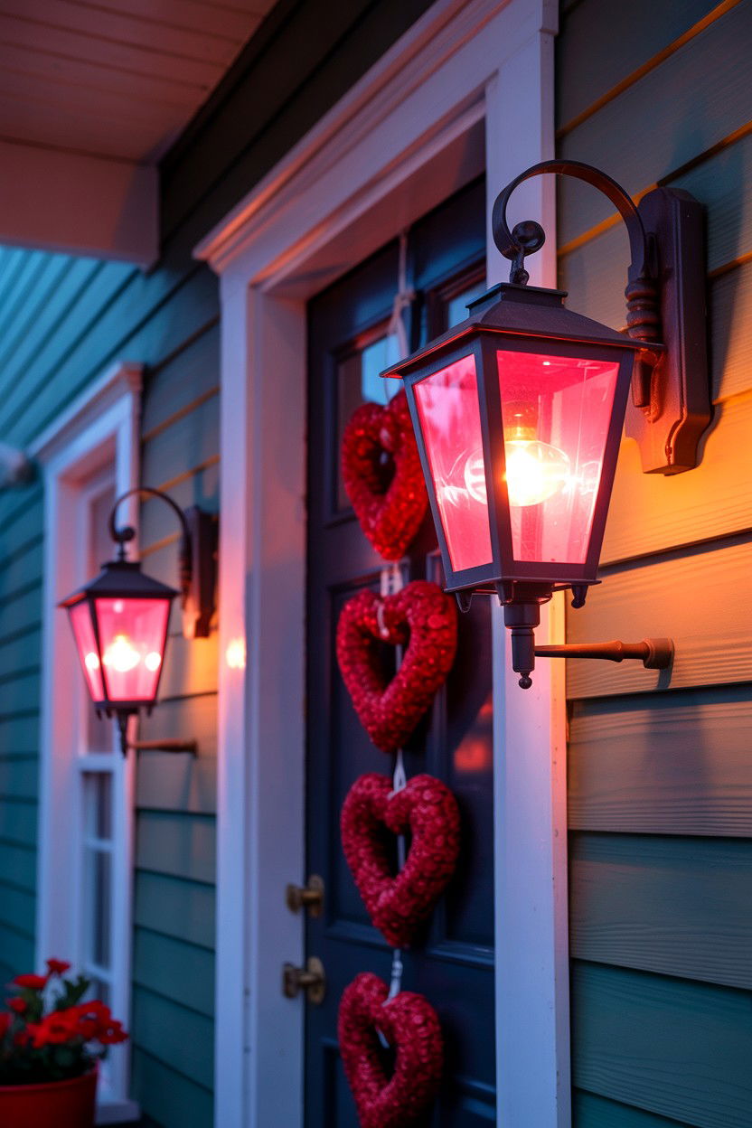Valentine Porch Lighting - 25 Valentine's Day Front Porch Decor Ideas