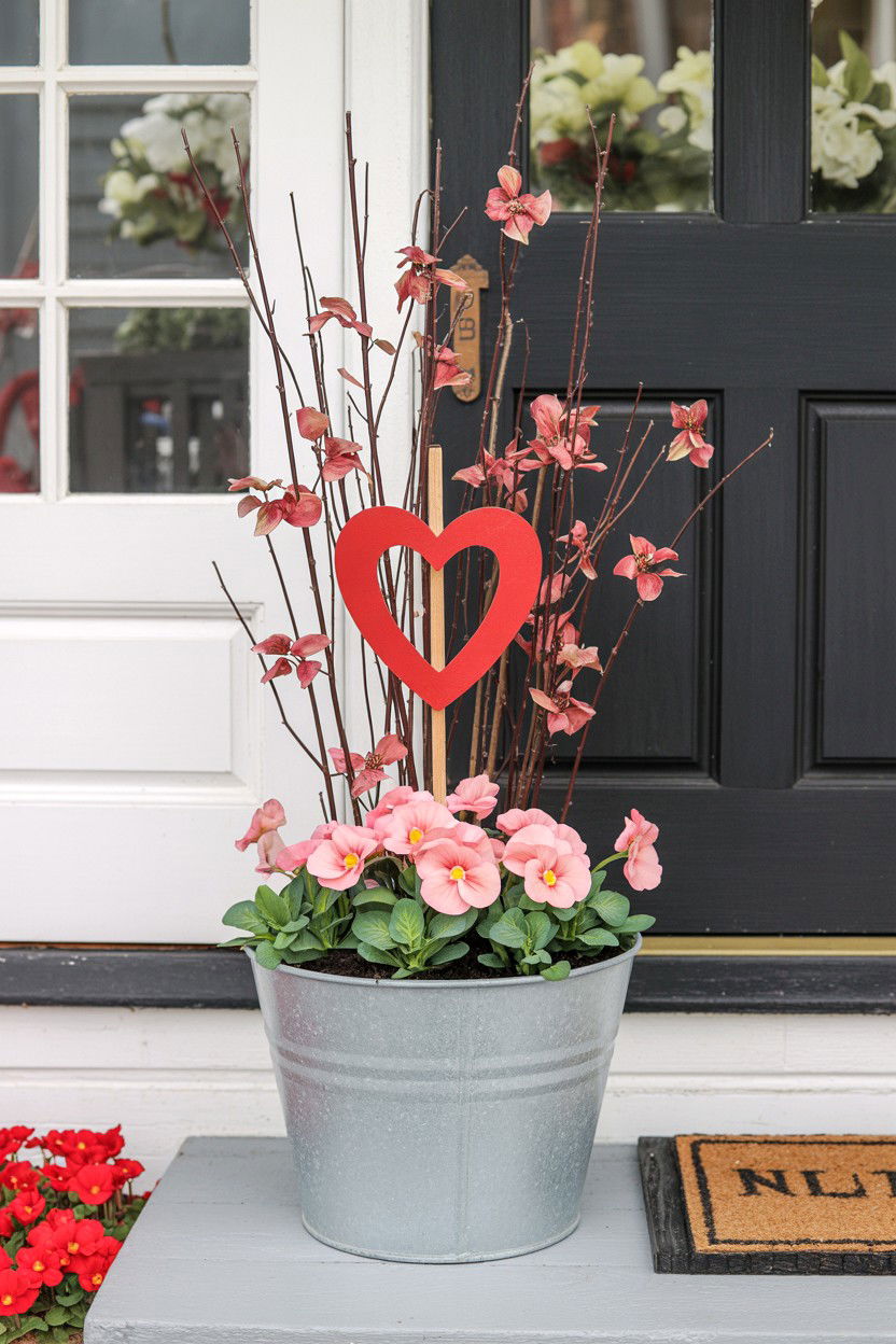 Valentine Porch Planter - 25 Valentine's Day Front Door Ideas