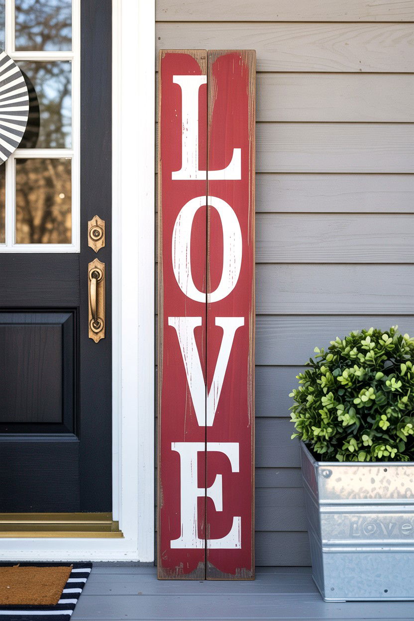 Valentine Porch Signs - 25 Valentine's Day Pathway Decoration Ideas
