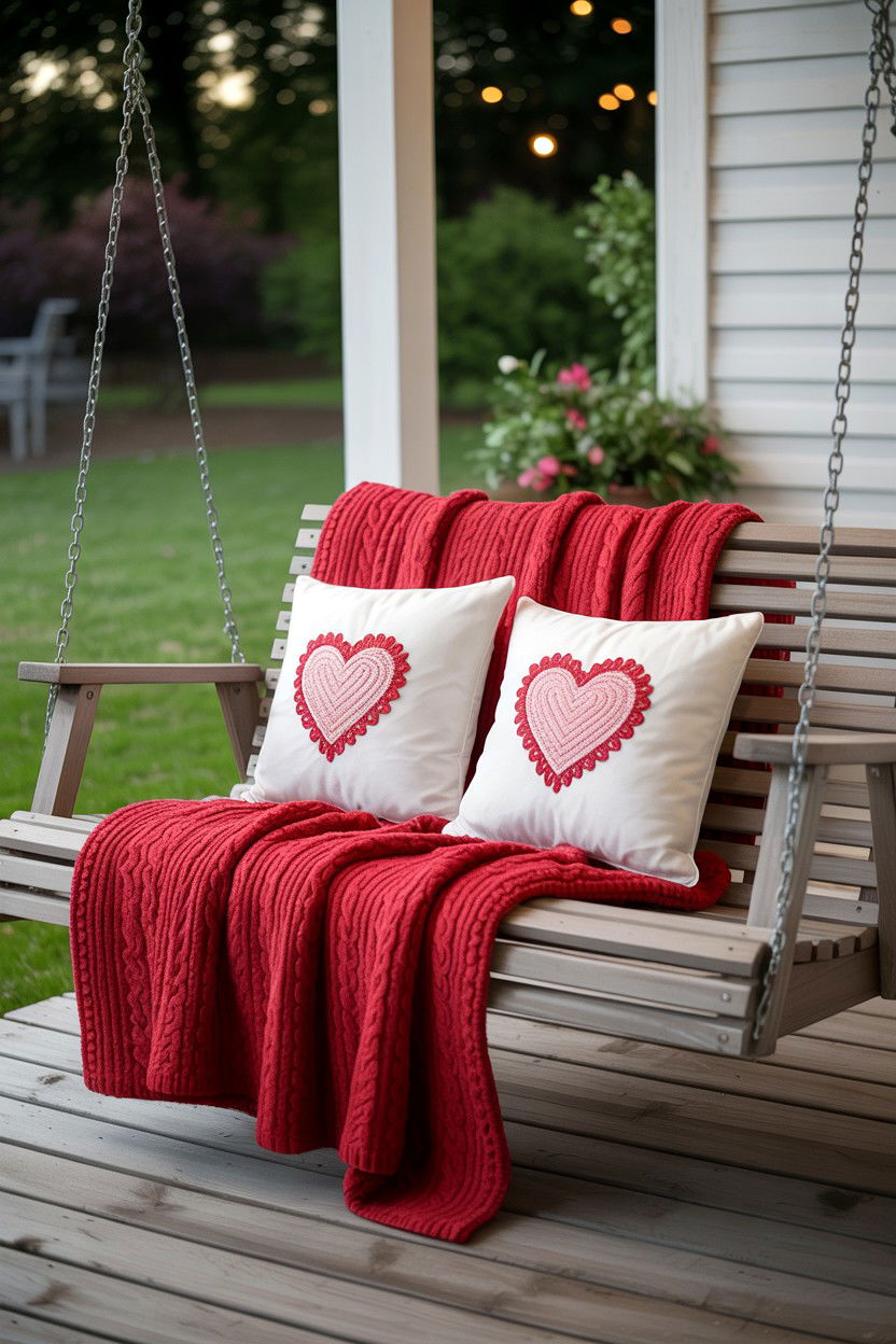 Valentine Porch Swing - 25 Valentine's Day Front Porch Decor Ideas