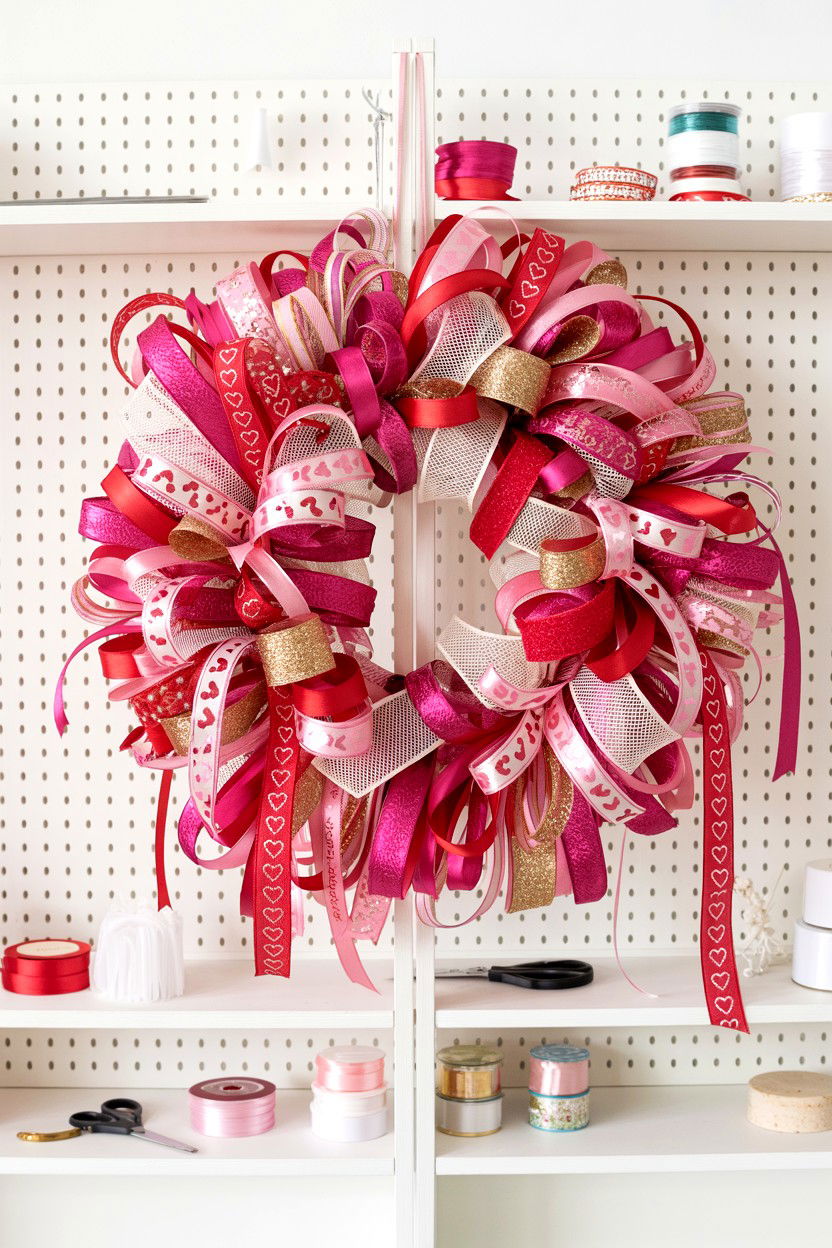 Valentine Ribbon Wreath - 25 Deco Mesh Valentine's Day Wreath Ideas