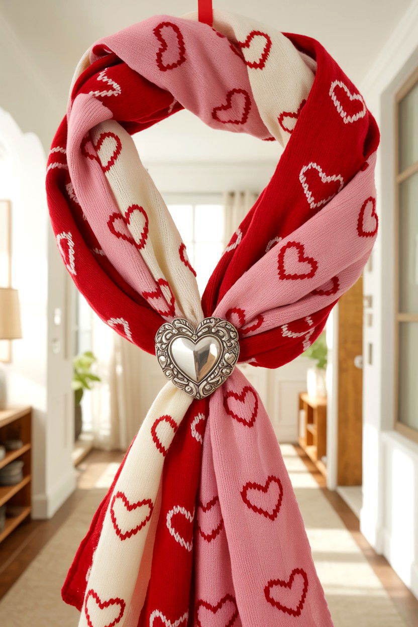 Valentine Scarf Wreath - 25 Dollar Store Valentine's Day Wreath Ideas