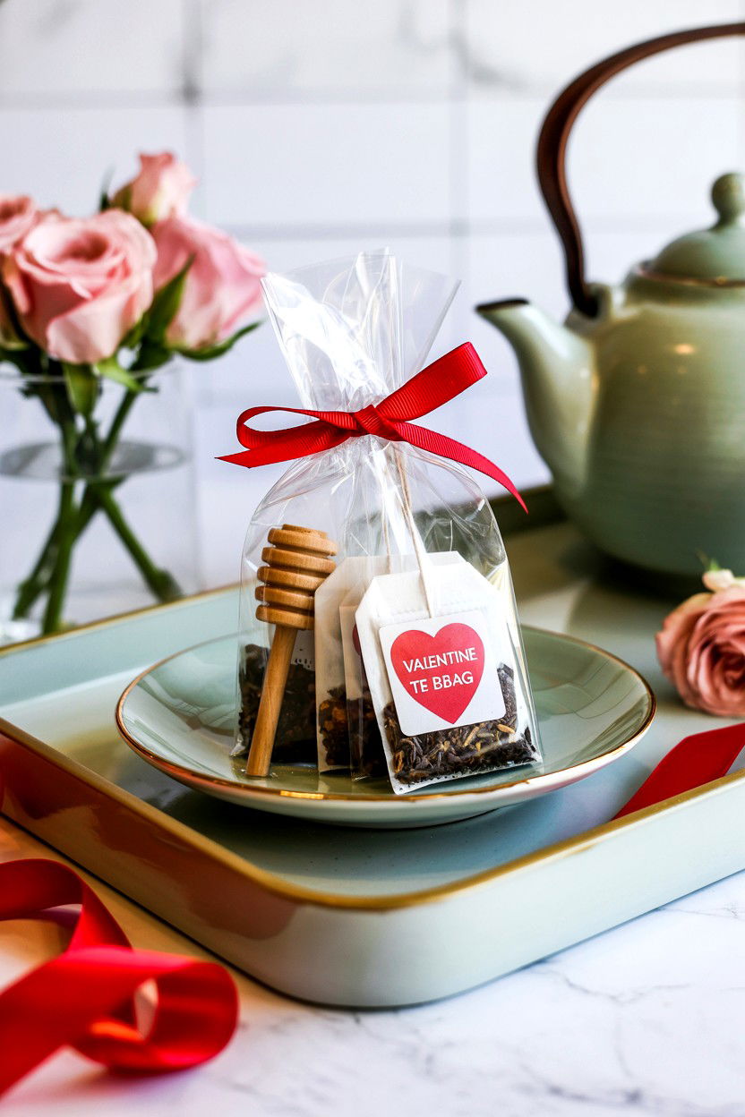 Valentine Tea Bag Wrap - 25 Valentine's Day Cellophane Bag Ideas