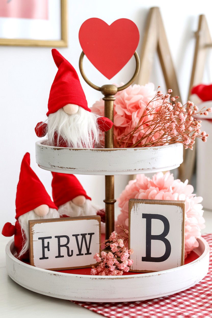 Valentine Tiered Tray - 25 Valentine's Day Entry Way Decor Ideas
