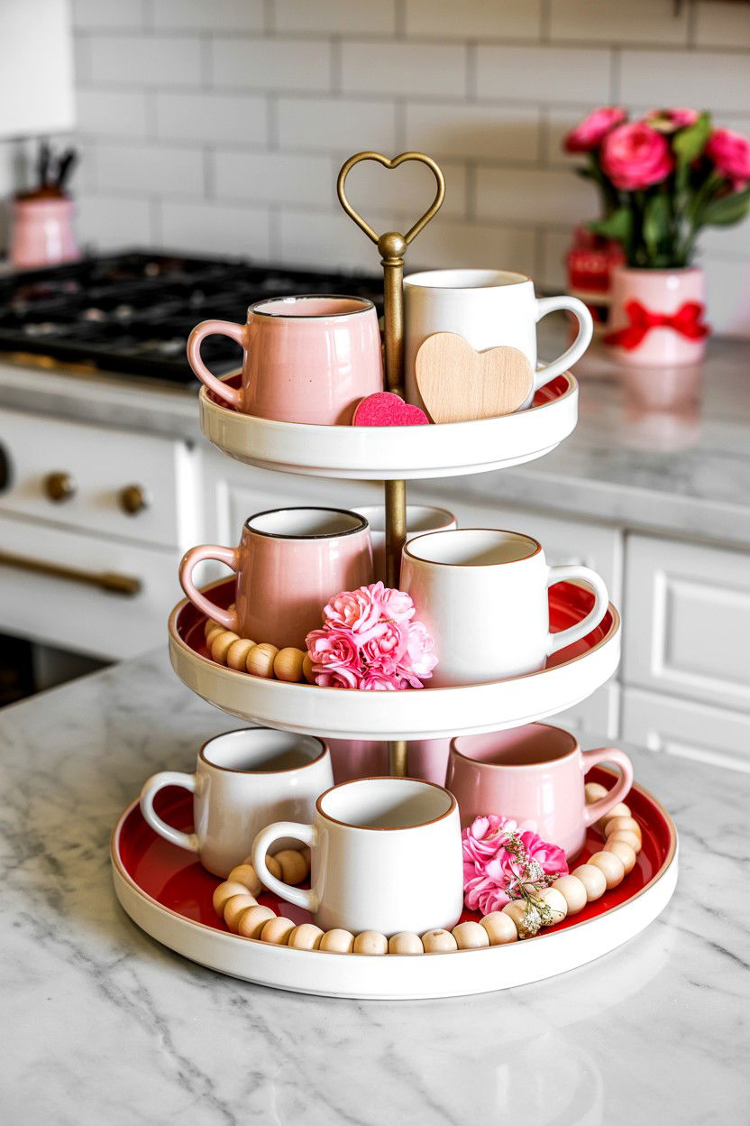 Valentine Tiered Tray - 25 Valentine's Day Home Decor Ideas