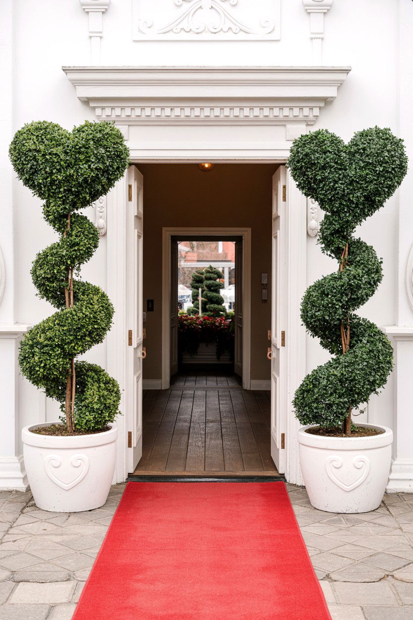 Valentine Topiary Tree - 25 Valentine's Day Front Porch Decor Ideas
