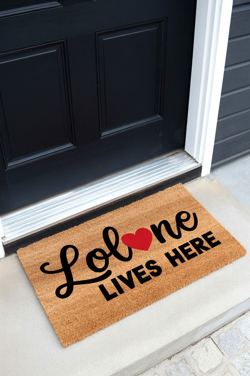 Valentine Welcome Mat - 25 Valentine's Day Front Porch Decor Ideas