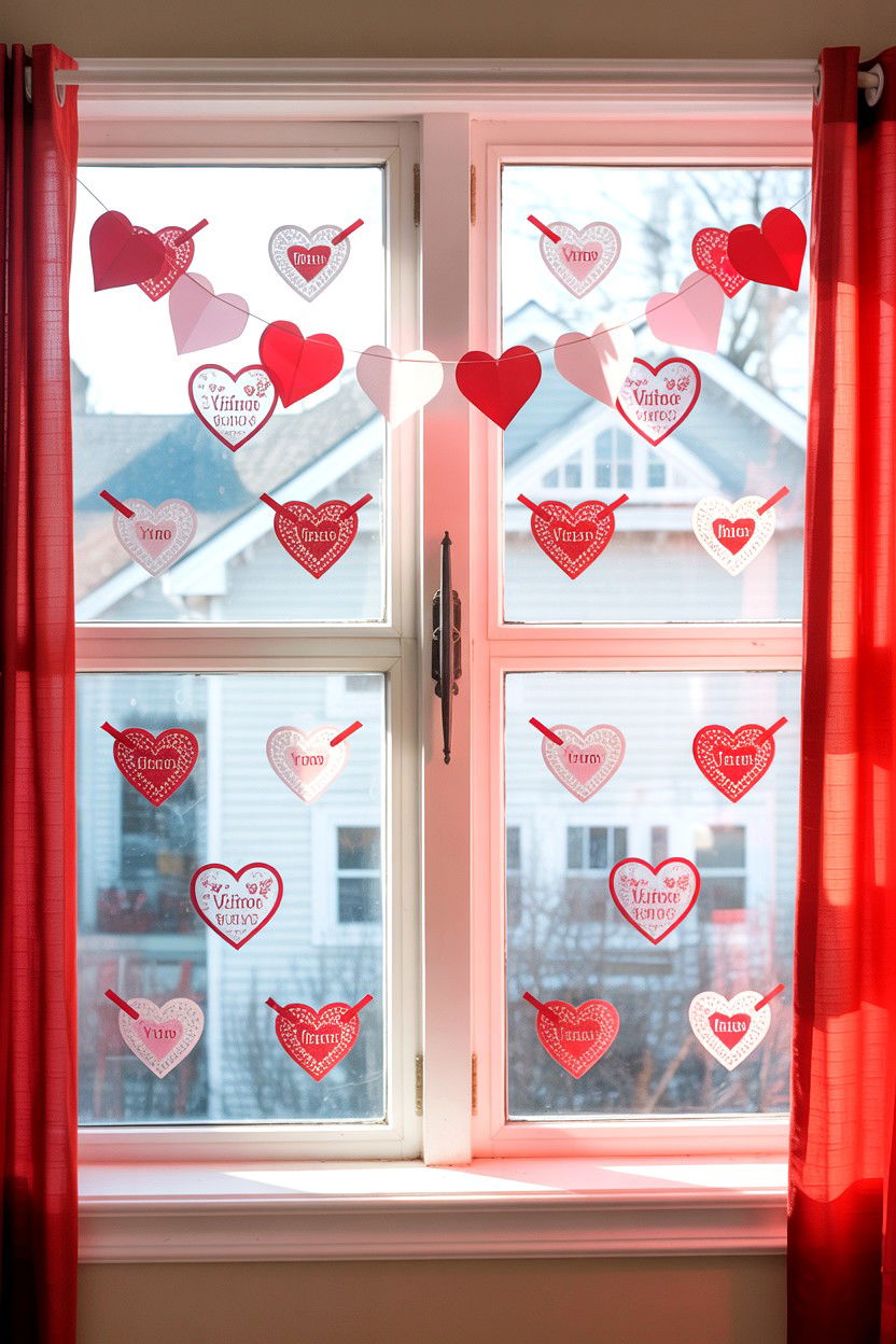 Valentine Window Decor - 25 Valentine's Day Home Decor Ideas