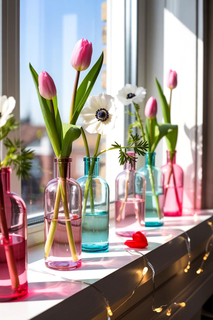 Valentine Window Sill - 25 Valentine's Day Vignette Ideas