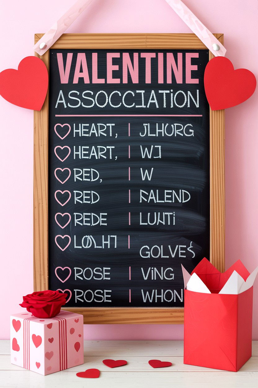 Valentine Word Association Game - 25 Valentine's Day Memory Games