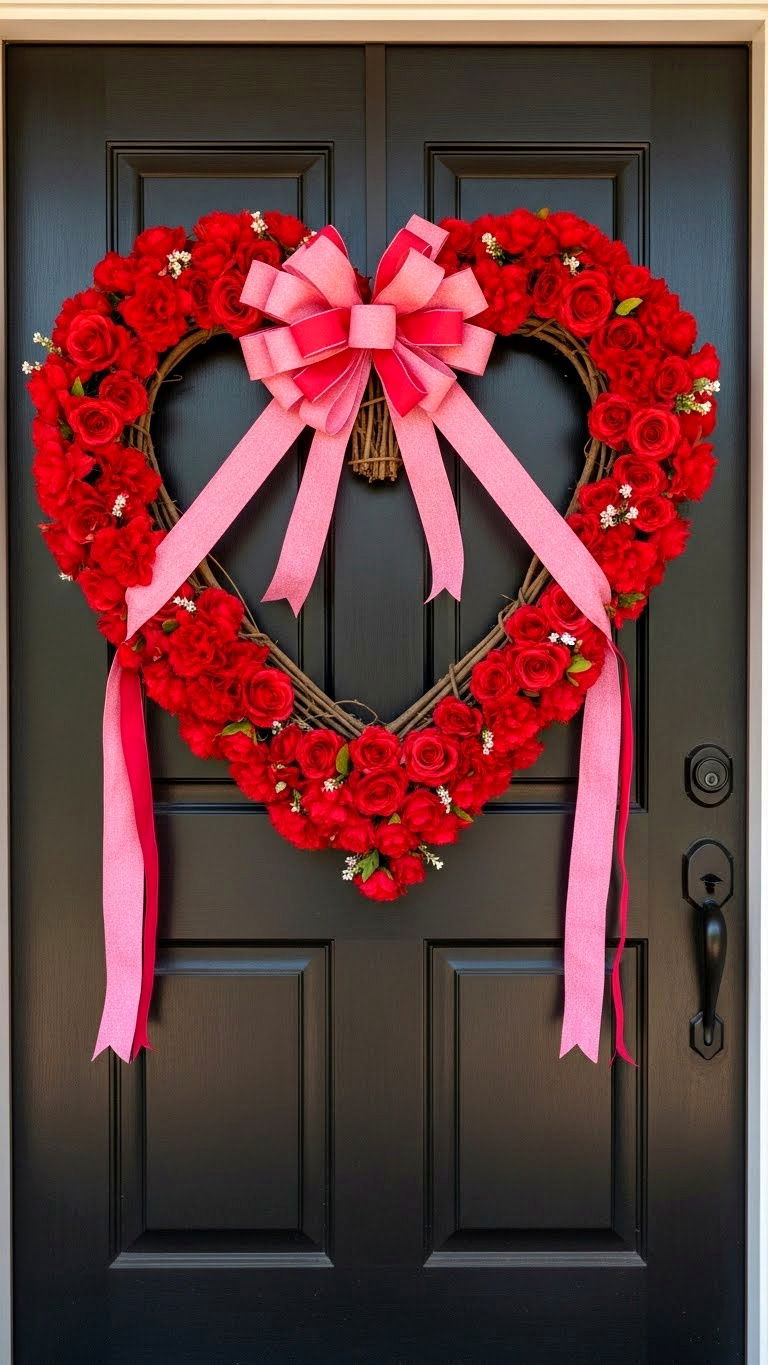 Valentine Wreath For Front Door - 25 valentine's day outdoor decor ideas