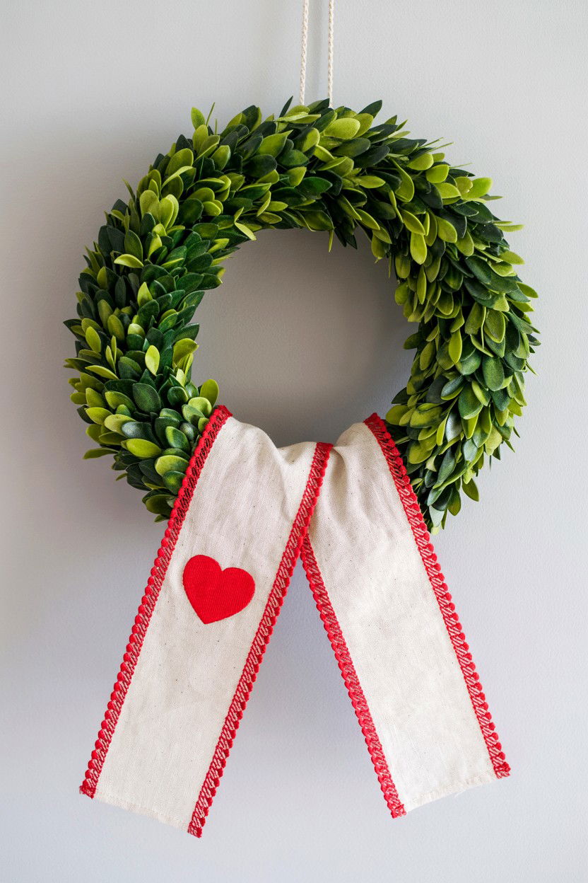 Valentine Wreath Sash - 25 Valentine's Day Front Door Ideas
