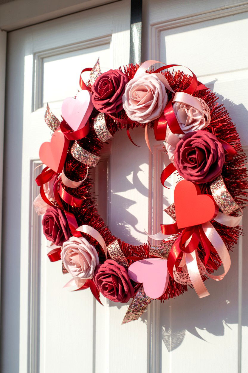 Valentine Wreath - 25 Dollar Store Valentine's Day Decor Ideas