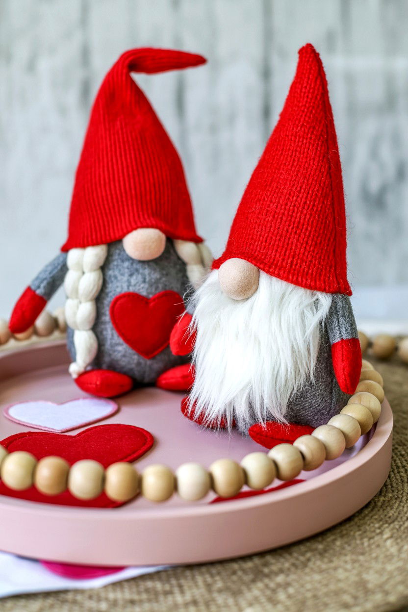 Valentine gnome tray - 25 Valentine's Day Kitchen Tiered Tray Ideas