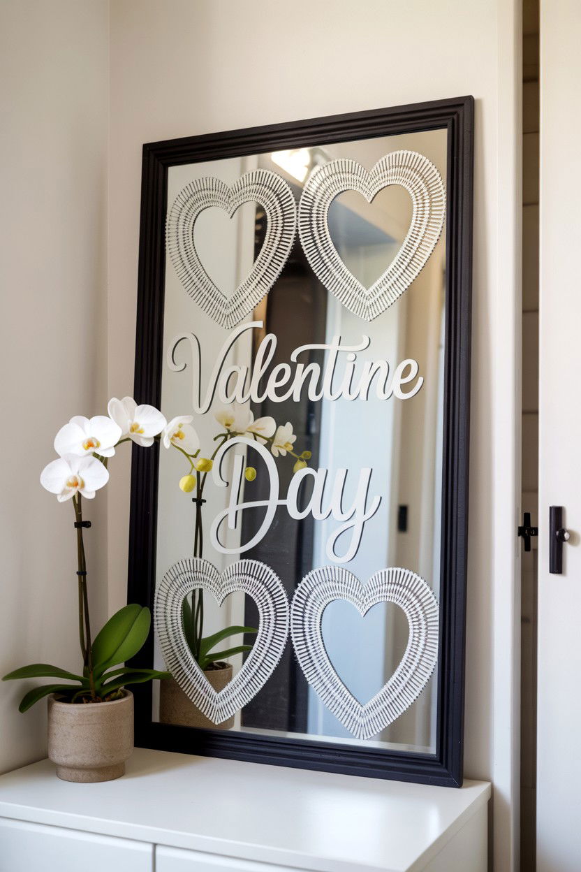 Valentine mirror vinyl decal - 25 Valentine's Day Mirror Decor Ideas