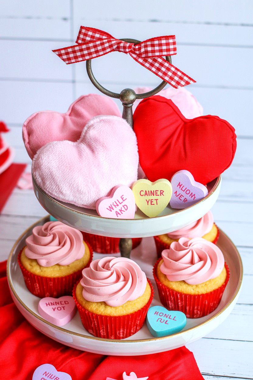 Valentine tiered tray - 25 Valentine's Day Shelf Decor Ideas
