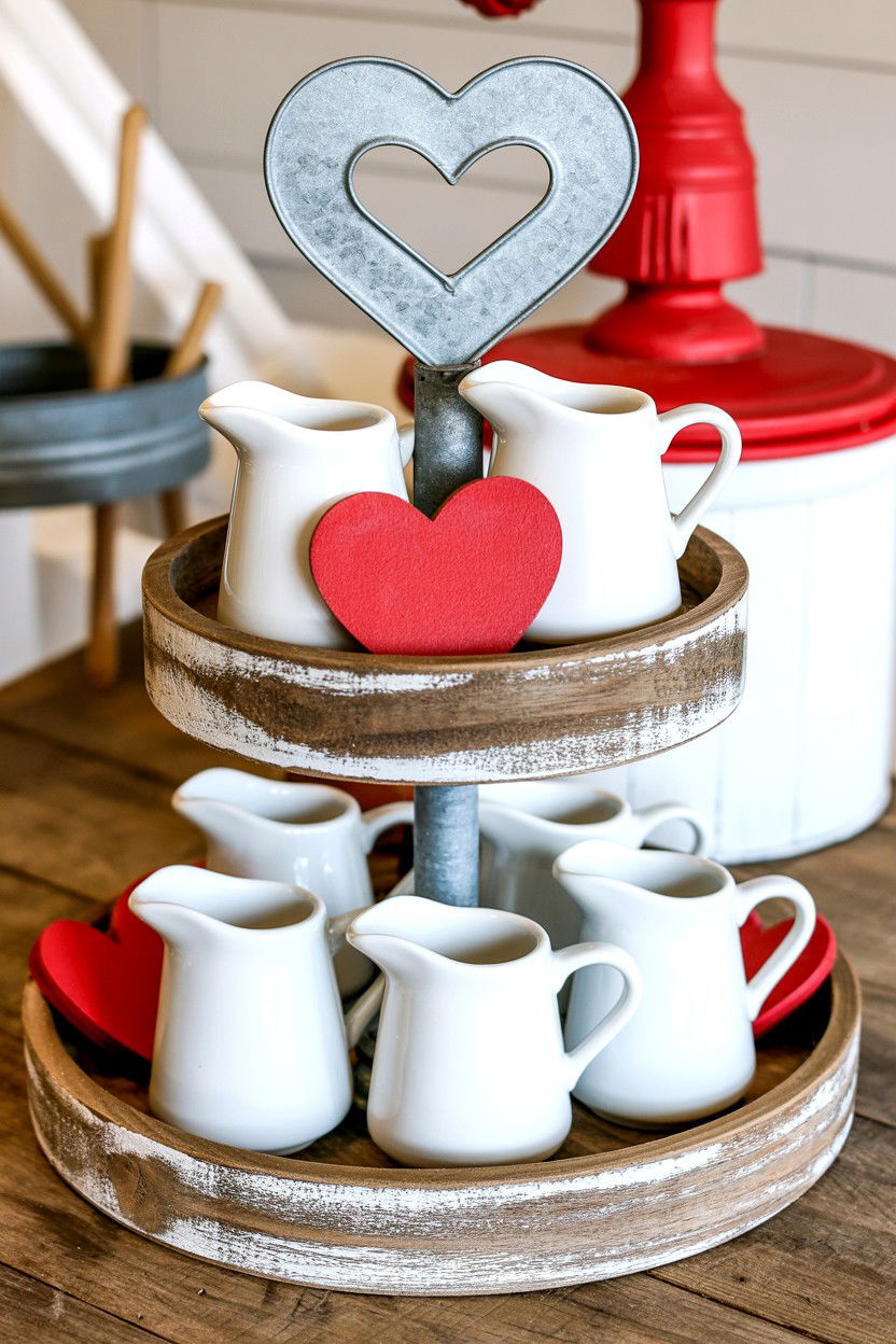 Valentine tiered tray farmhouse - 25 Modern Valentine's Day Tiered Tray Ideas