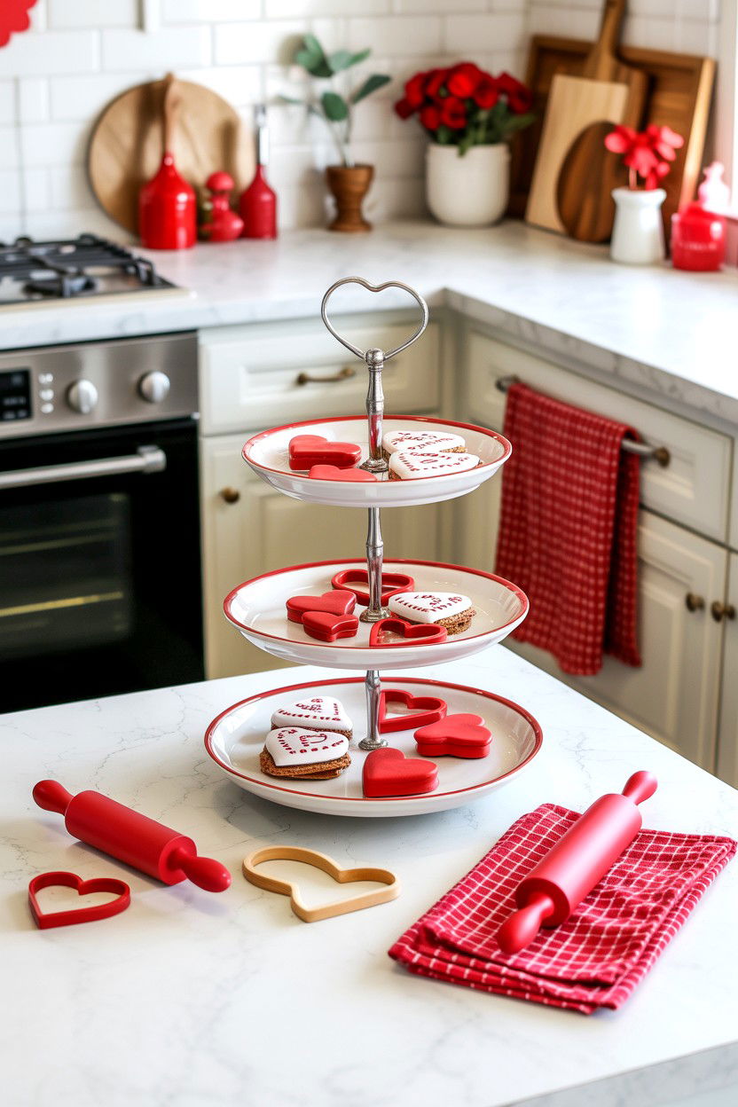 Valentine tiered tray kitchen - 25 Modern Valentine's Day Tiered Tray Ideas