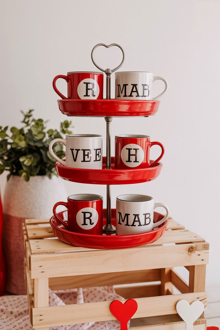 Valentine tiered tray riser - 25 Valentine's Day Kitchen Tiered Tray Ideas